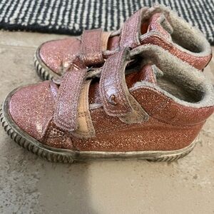Next Pink Glitter Sneakers with Velcro Straps